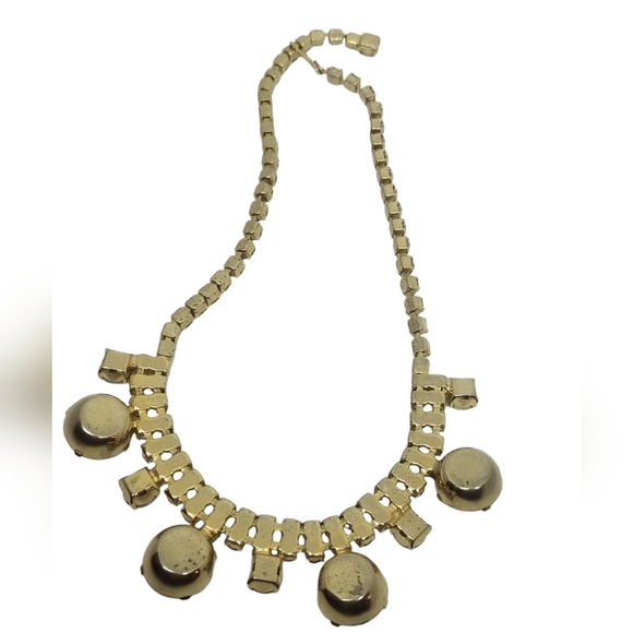 VINTAGE 1960s AURORA BOREALIS CRYSTAL & GOLDTONE CHOKER LENGTH NECKLACE - Picture 7 of 10